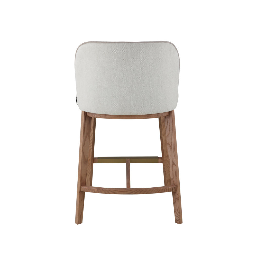 Hamble Counter Height Stool featuring a Natural Wooden Frame with Backrest and a Seat Upholstered in Easy-Clean Natural Chenille