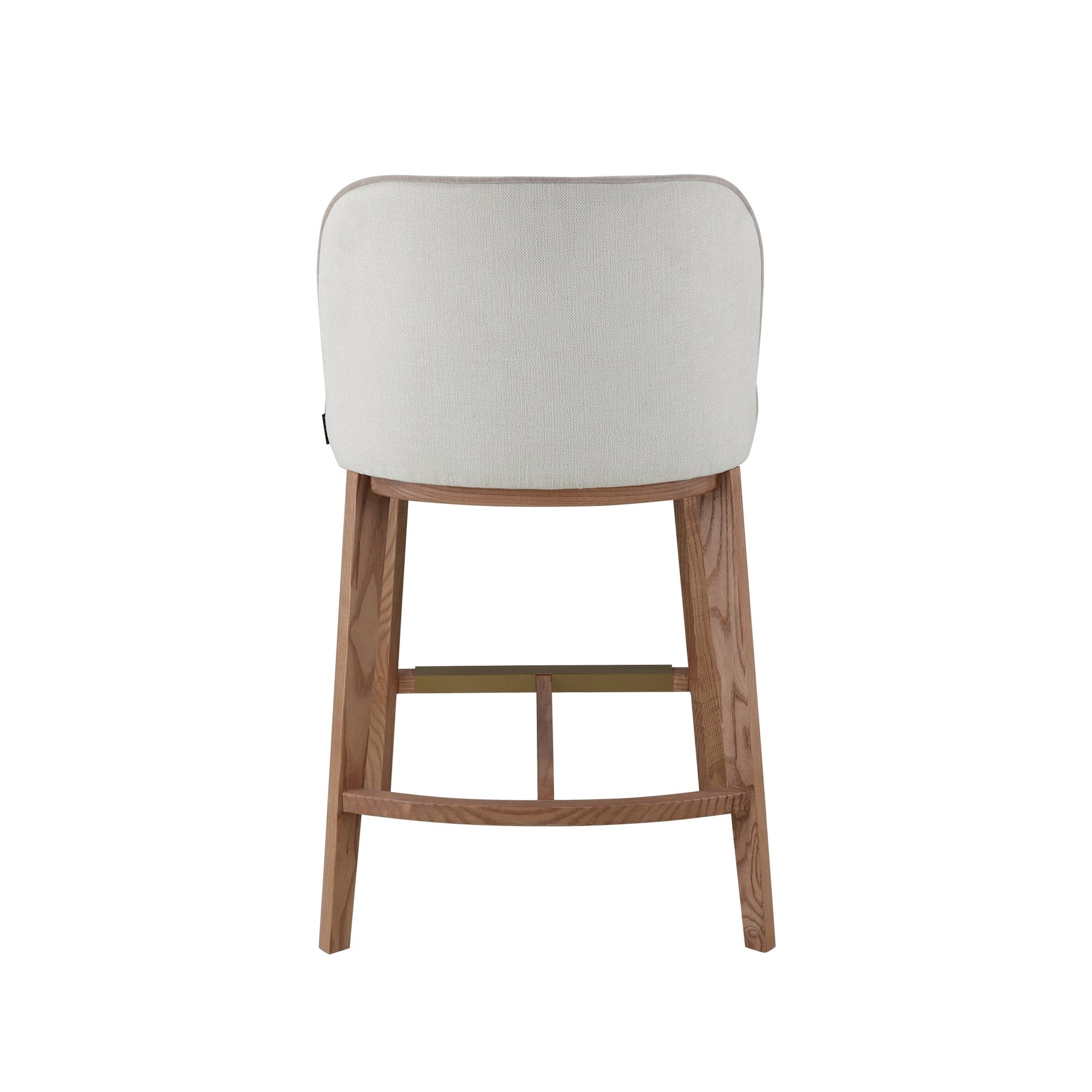 Hamble Counter Height Stool featuring a Natural Wooden Frame with Backrest and a Seat Upholstered in Easy-Clean Natural Chenille