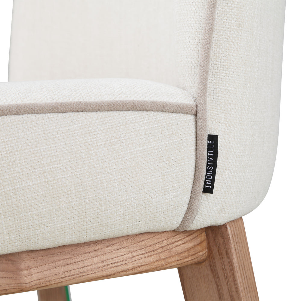 Hamble Counter Height Stool close up of Backrest and a Seat Upholstered in Easy-Clean Natural Chenille