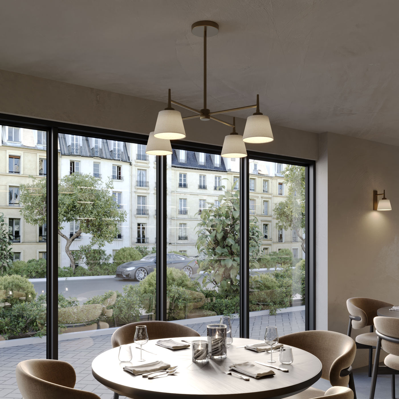 Henley 4 Arm Pendant Light - Natural Cotton Shades
