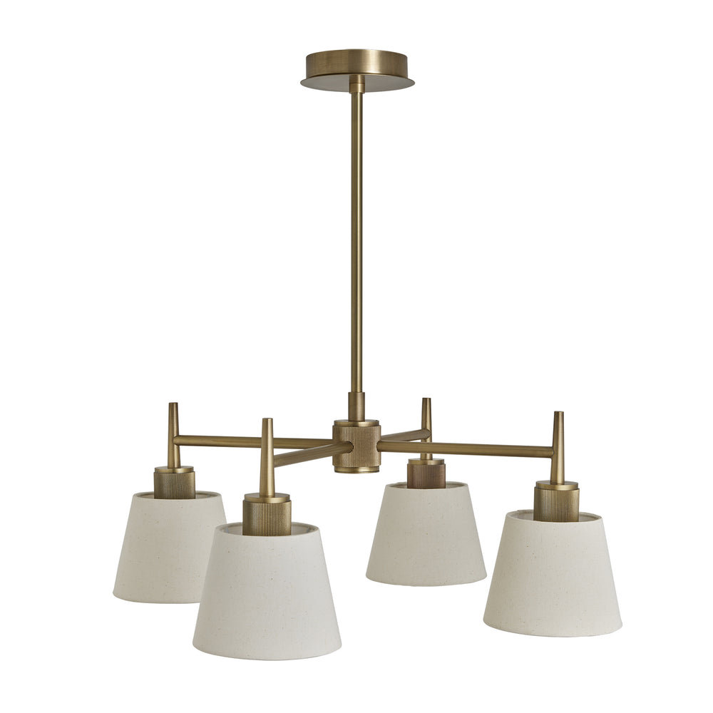 Henley 4 Arm Pendant Light with Natural Cotton Shades in Brass, Product Code HE-4AP-B-EM-S-NC-GT