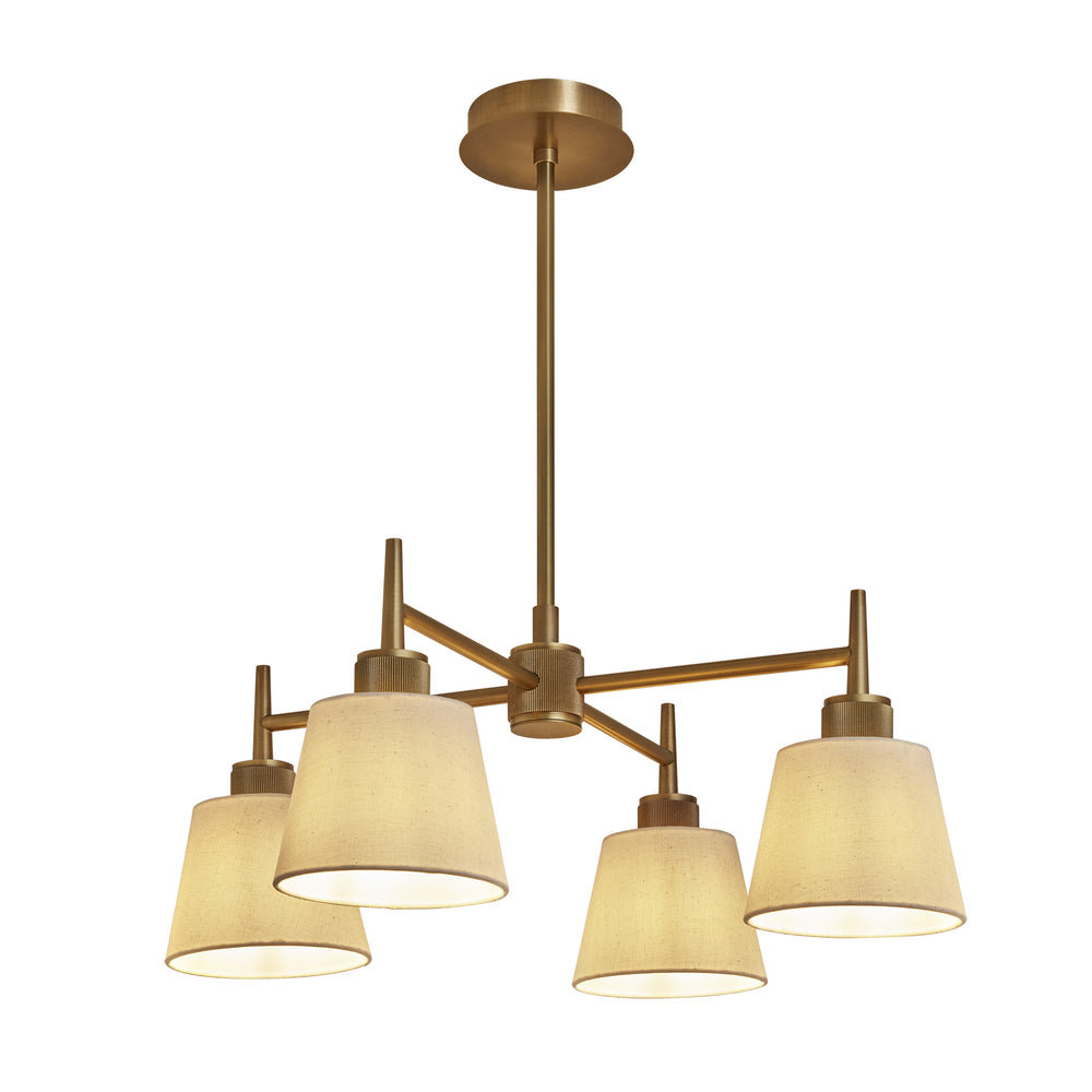 Henley 4 Arm Pendant Light with Natural Cotton Shades in Brass, Product Code HE-4AP-B-EM-S-NC-GT