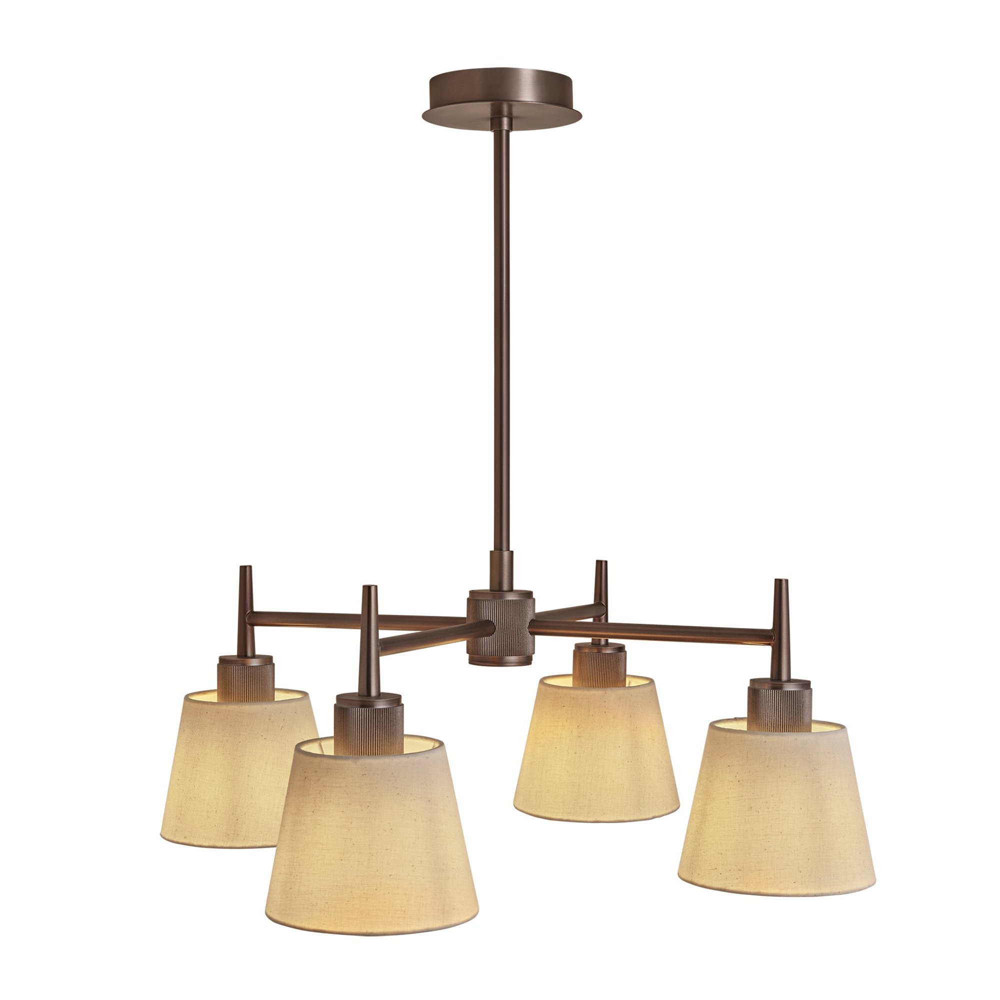 Henley 4 Arm Pendant Light with Natural Cotton Shades in Bronze, Product Code HE-4AP-BZ-EM-S-NC-GT