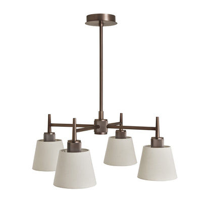 Henley 4 Arm Pendant Light with Natural Cotton Shades in Bronze, Product Code HE-4AP-BZ-EM-S-NC-GT