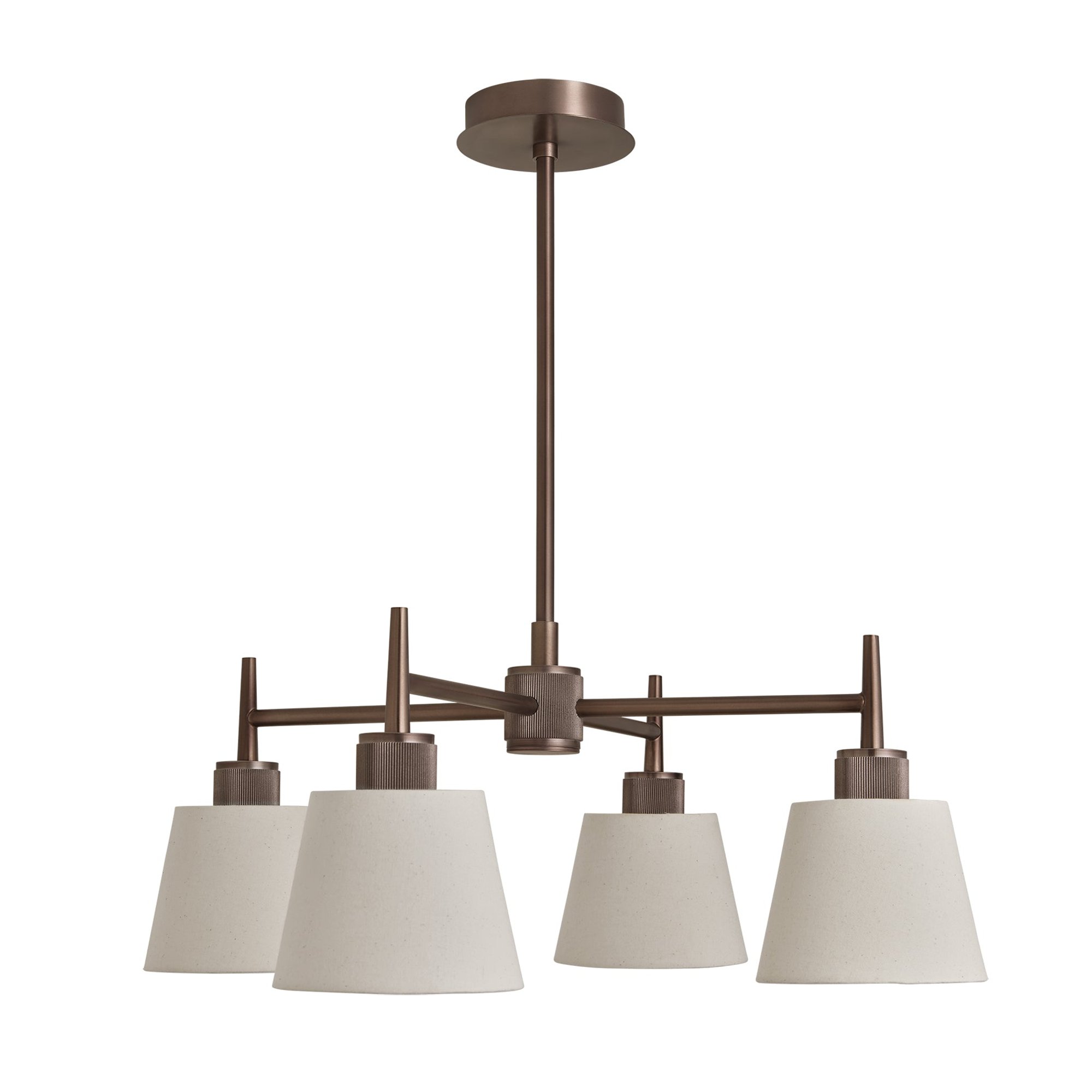Henley 4 Arm Pendant Light with Natural Cotton Shades in Bronze, Product Code HE-4AP-BZ-EM-S-NC-GT