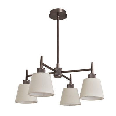 Henley 4 Arm Pendant Light - Natural Cotton Shades - Bronze Lights - Industville Lighting UK