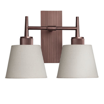 Henley Double Wall Light - Natural Cotton Shade - Bronze Lights - Industville Lighting UK
