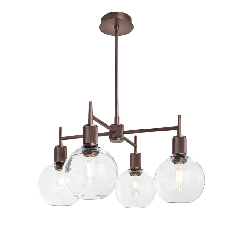 Henley Glass Globe 4 Arm Pendant Light in 7 inch Clear Finish with Bronze Holder