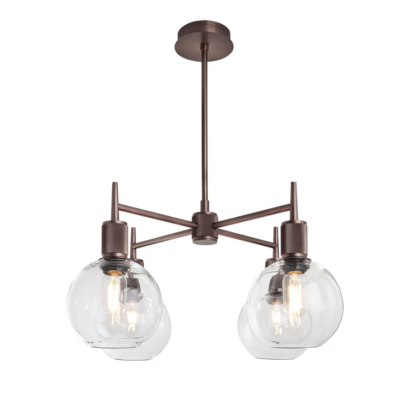 Henley Glass Globe 4 Arm Pendant Light in 7 inch Clear Finish with Bronze Holder