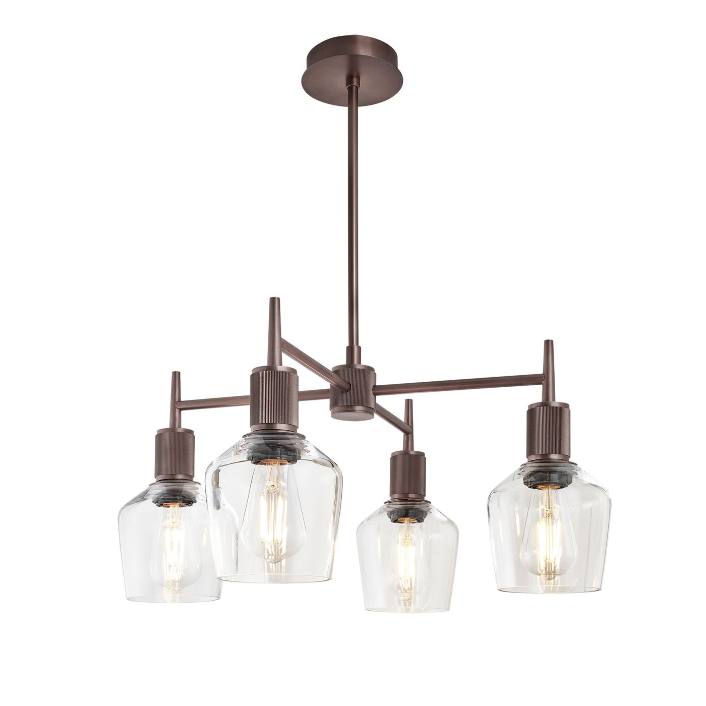 Henley Glass Schoolhouse 4 Arm Pendant Light in 5.5 inch  Clear Finish with Bronze Holder