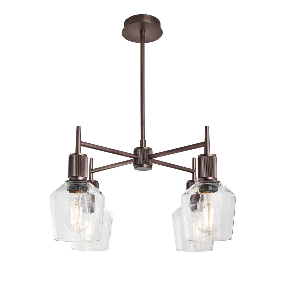 Henley Glass Schoolhouse 4 Arm Pendant Light in 5.5 inch  Clear Finish with Bronze Holder