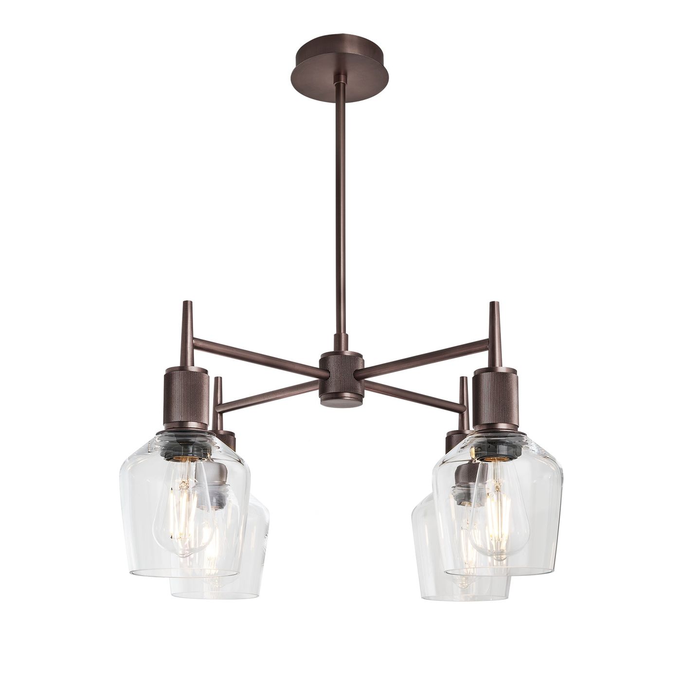 Henley Glass Schoolhouse 4 Arm Pendant Light in 5.5 inch  Clear Finish with Bronze Holder