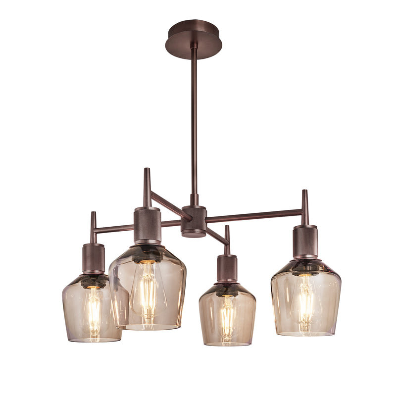 Henley 4 Arm Pendant Light -  Glass Schoolhouse 5.5 Inch - Chandelier & Cluster Lights - Industville Lighting UK