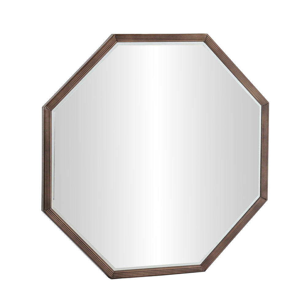 Henley octagonal wall mirror with bronze frame, 33-inch
