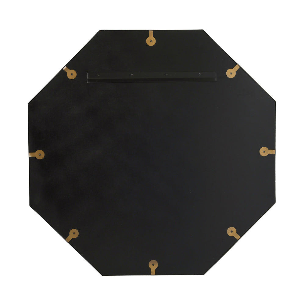 Back of Henley octagonal wall mirror with bronze frame, 33-inch