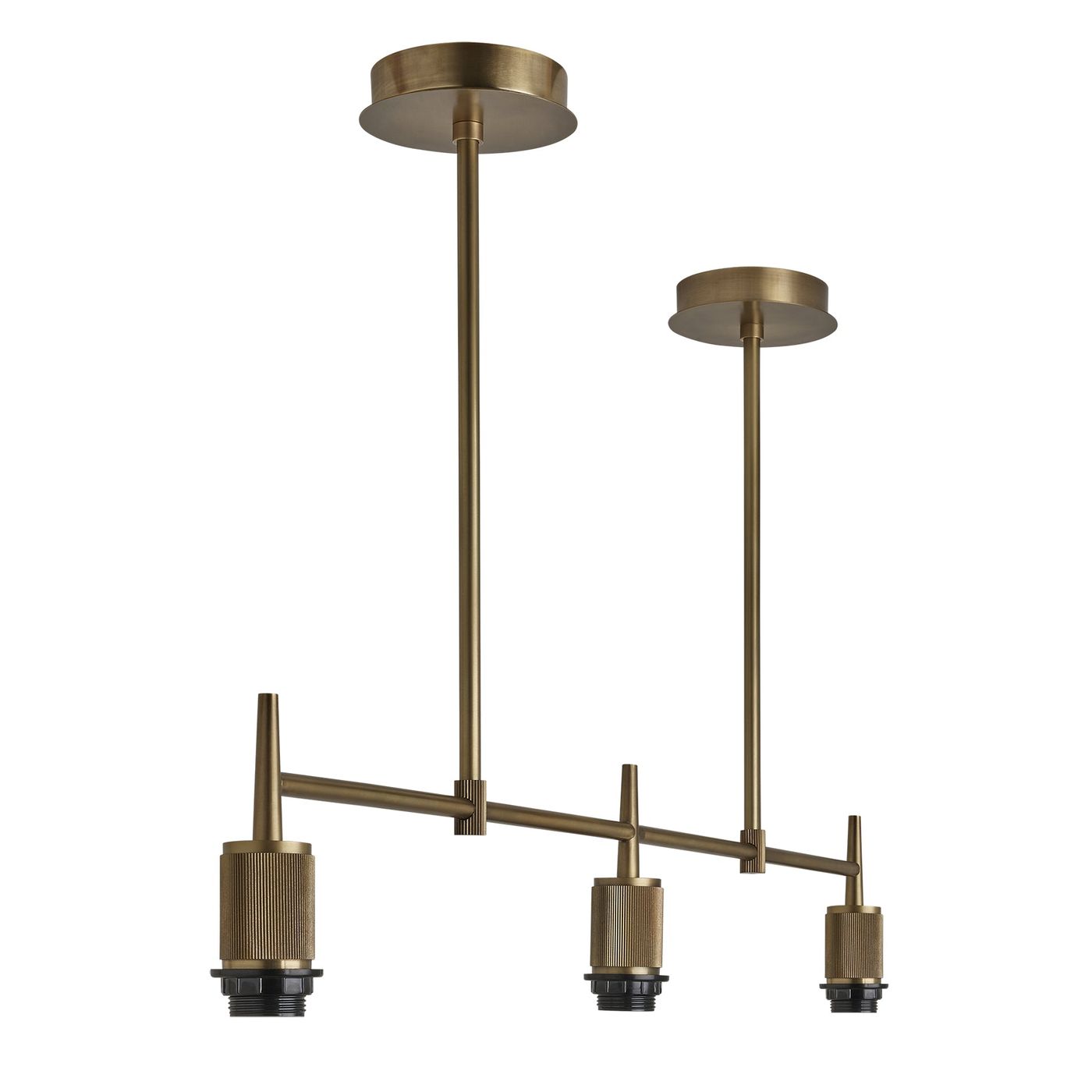 Henley Triple Bar Pendant Light Holder in Brass, Product Code HE-P-TR-B-EM-M-NC-GT