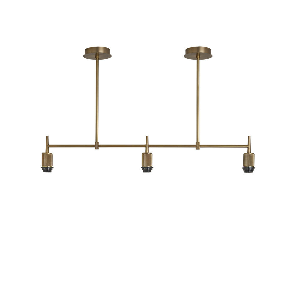 Henley Triple Bar Pendant Light Holder in Brass, Product Code HE-P-TR-B-EM-M-NC-GT