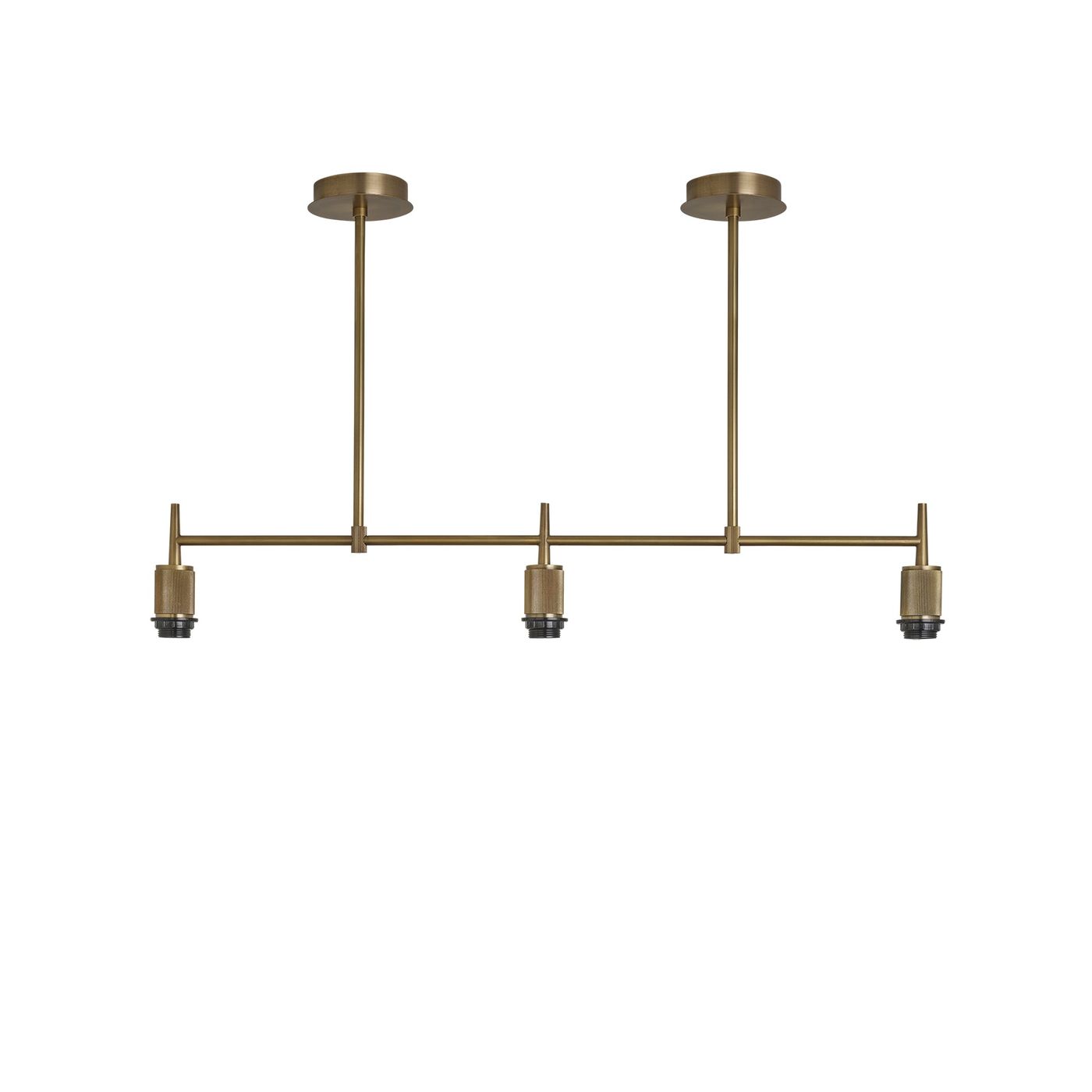 Henley Triple Bar Pendant Light Holder in Brass, Product Code HE-P-TR-B-EM-M-NC-GT