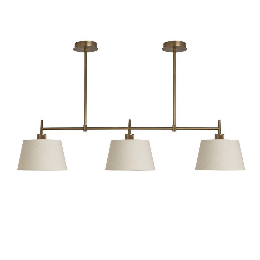 Henley Triple Bar Pendant Light with Natural Cotton Shades in Brass, Product Code HE-P-TR-B-EM-M-NC-GT