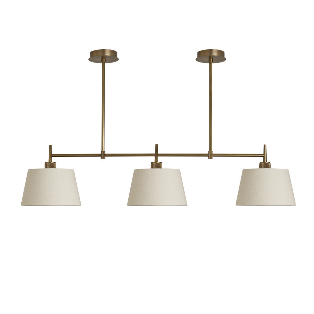 Henley Triple Bar Pendant Light with Natural Cotton Shades in Brass, Product Code HE-P-TR-B-EM-M-NC-GT