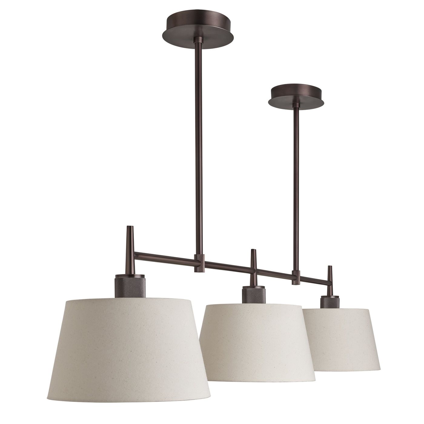 Henley Triple Bar Pendant Light with Natural Cotton Shades in Bronze, Product Code HE-P-TR-BZ-EM-M-NC-GT