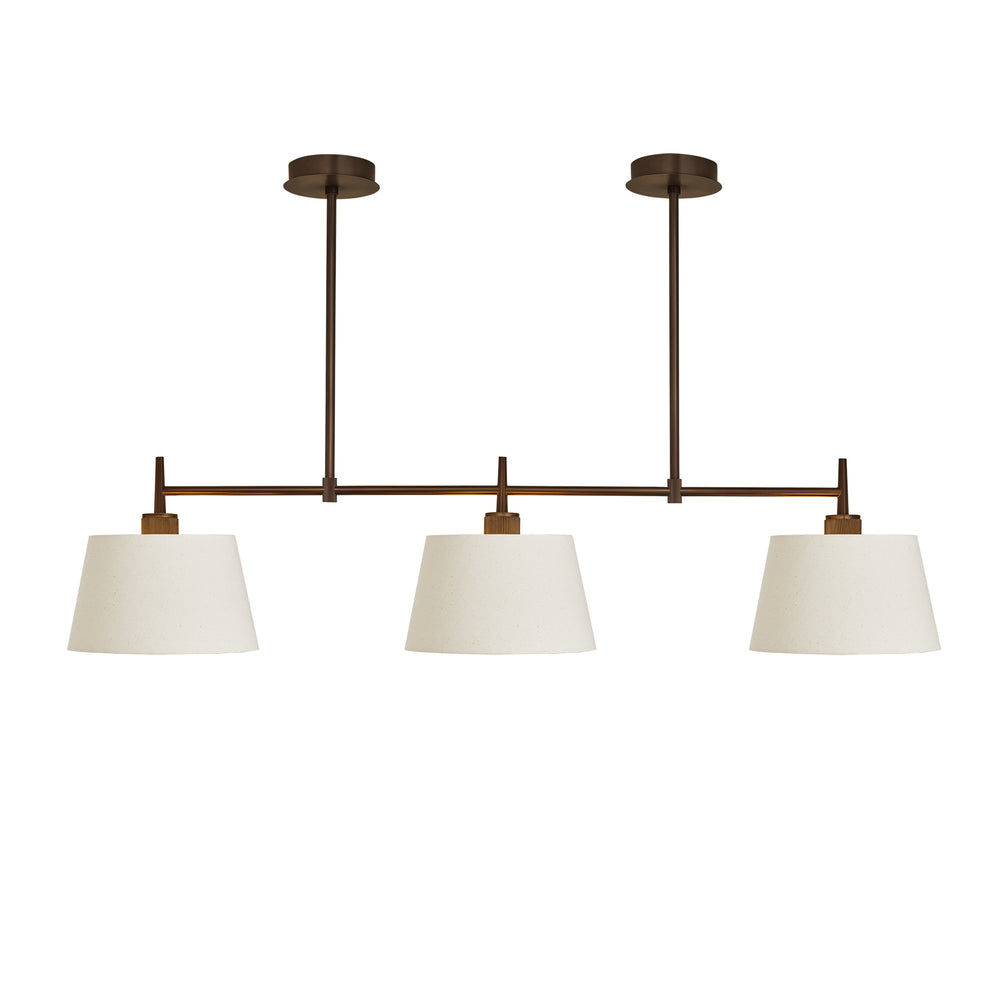 Henley Triple Bar Pendant Light with Natural Cotton Shades in Bronze, Product Code HE-P-TR-BZ-EM-M-NC-GT