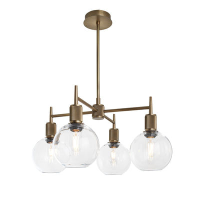 Henley Glass Globe 4 Arm Pendant Light in 7 inch Clear Finish with Brass Holder