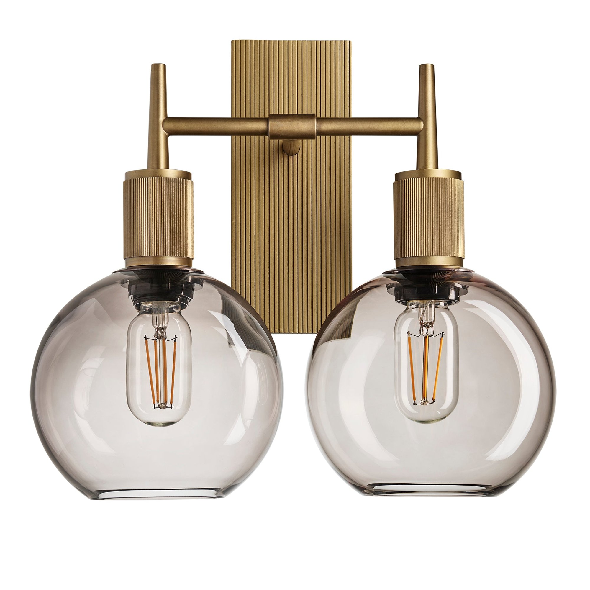 Henley Smoked Glass Globe Double Wall Light in 7 Inch with Brass Holder