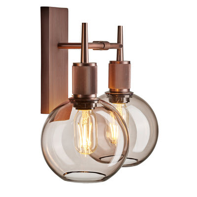 Henley Smoked Glass Globe Double Wall Light - 7 Inch - Mocha - Industville Lighting UK