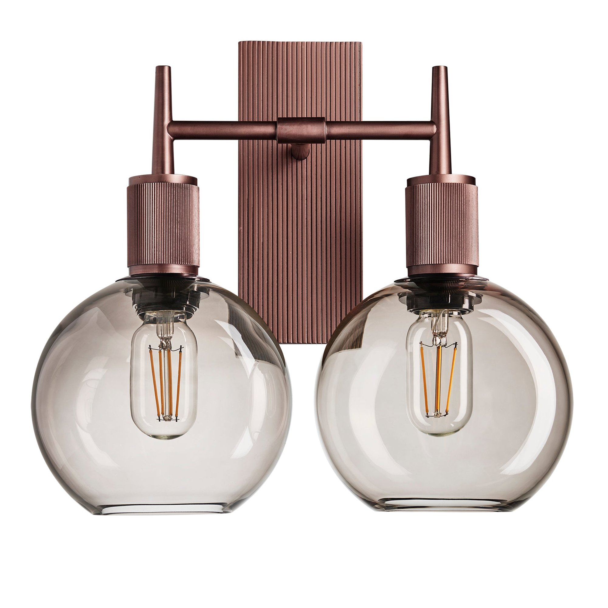 Henley Smoked Glass Globe Double Wall Light in 7 Inch with Bronze Holder