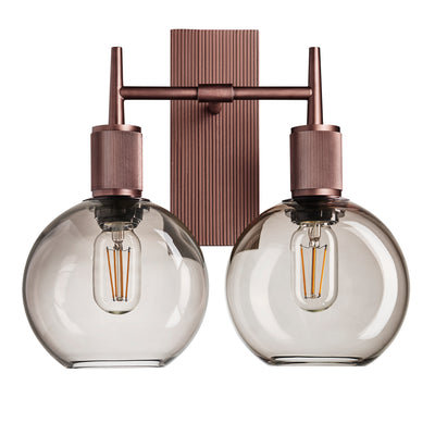 Henley Smoked Glass Globe Double Wall Light - 7 Inch - Mocha - Industville Lighting UK