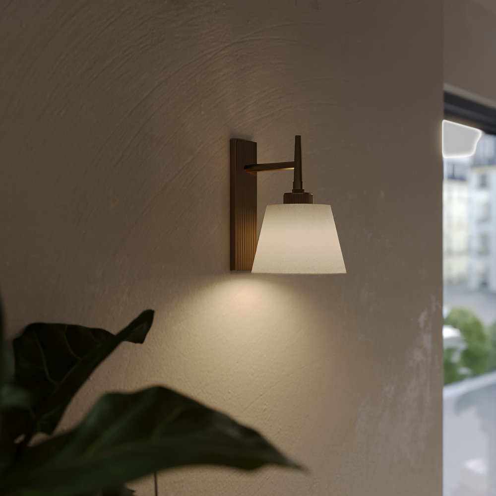 Brass Henley Single Wall Light with Cotton Shade