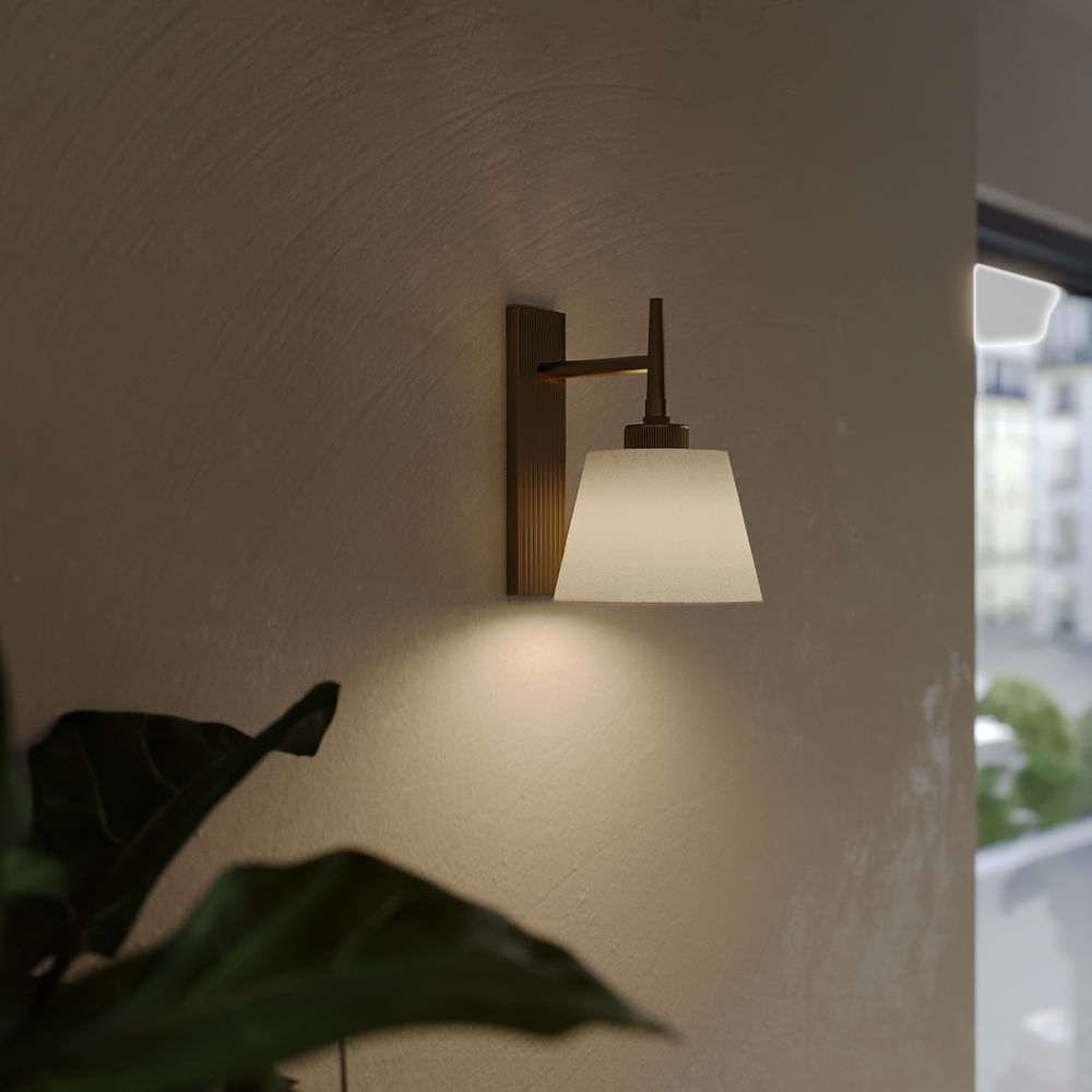 Brass Henley Single Wall Light with Cotton Shade