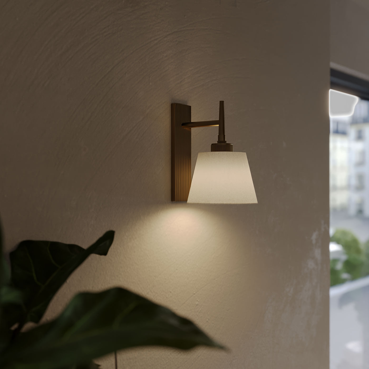 Brass Henley Single Wall Light with Cotton Shade