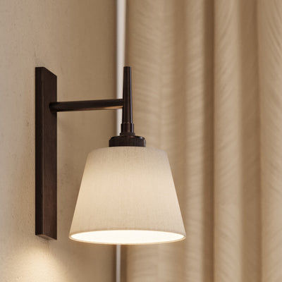 Bronze Henley Single Wall Light with Cotton Shade