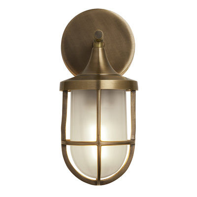 Harbour Outdoor & Bathroom Wall Light in Brass with Frosted Glass