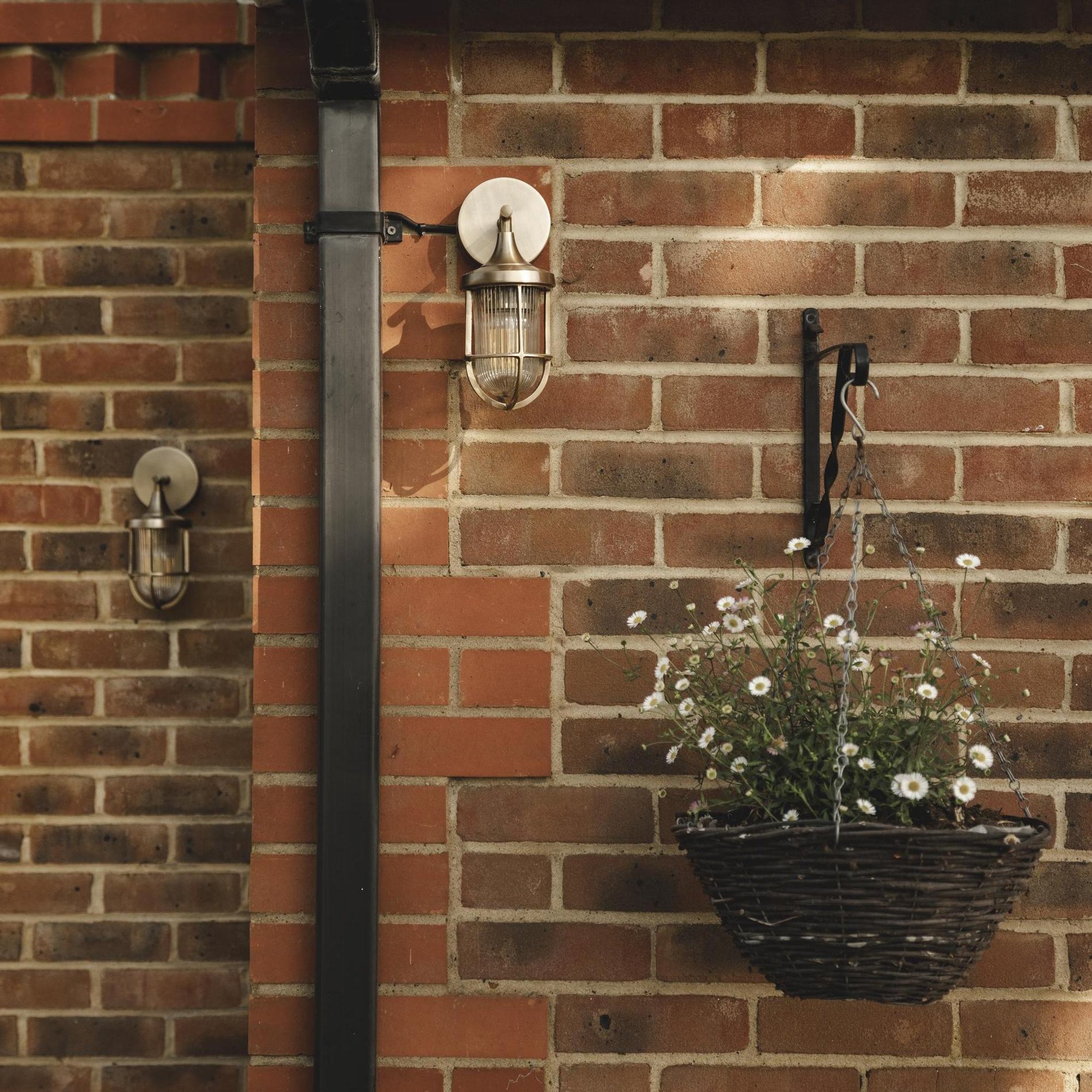 Harbour Outdoor & Bathroom Wall Light in Brass with Ribbed Glass
