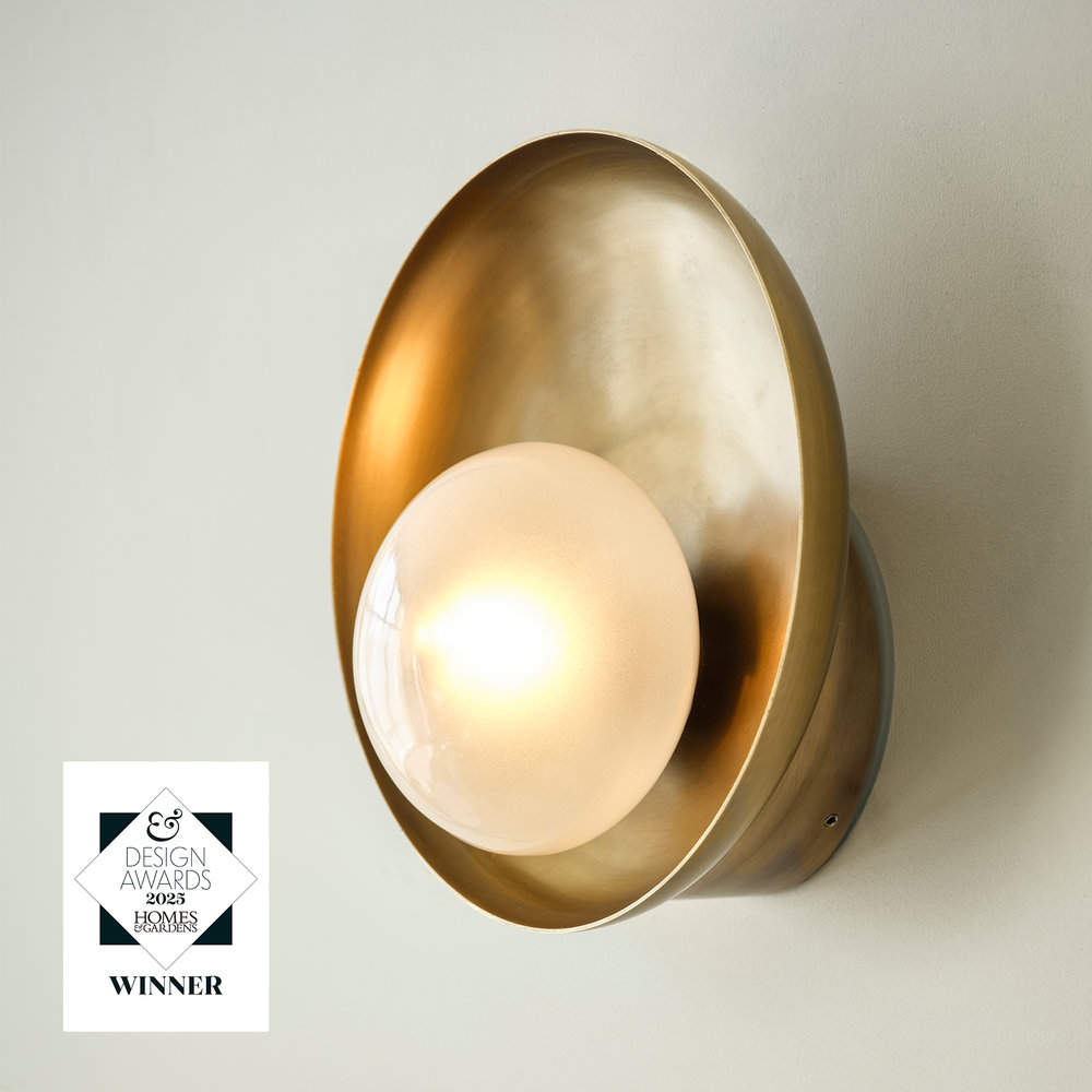 Hayle Outdoor & Bathroom Round Diffuser Wall Light in Brass