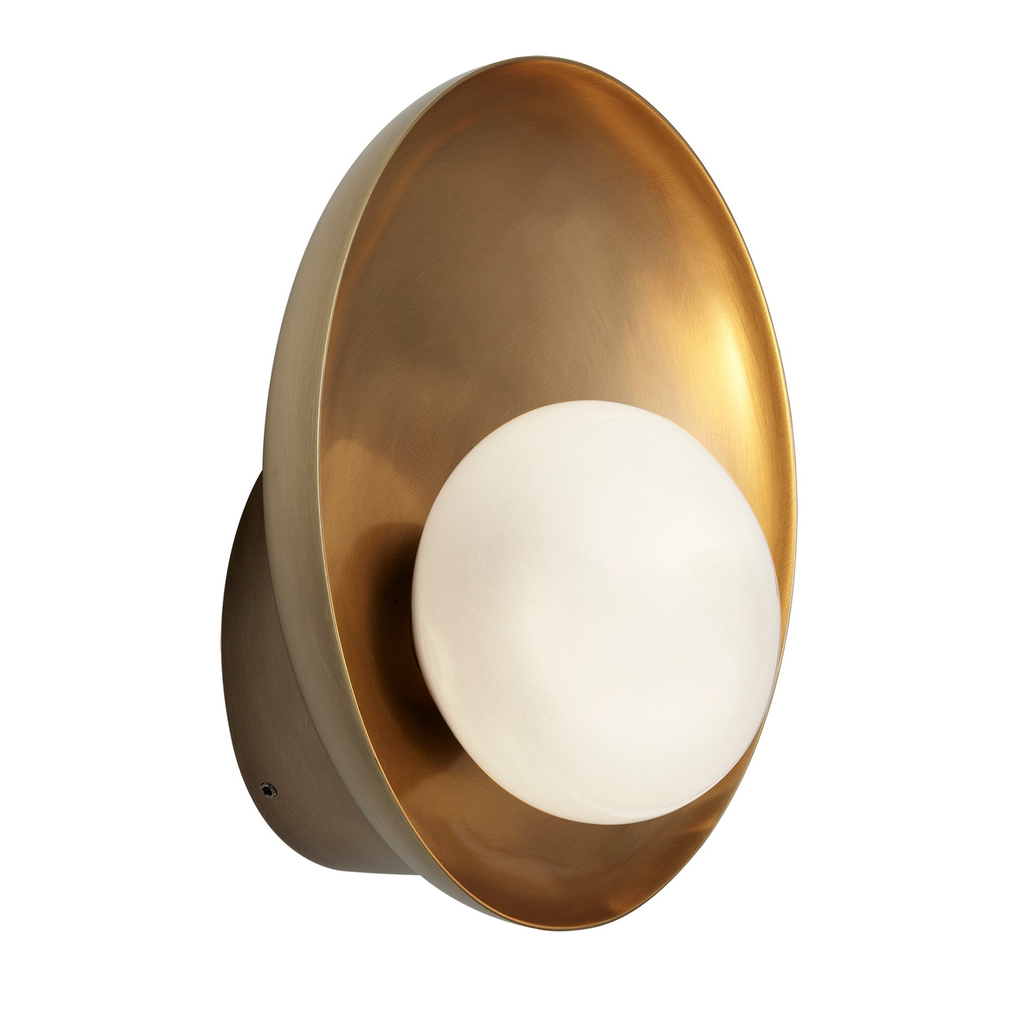 Hayle Outdoor & Bathroom Round Diffuser Wall Light in Brass