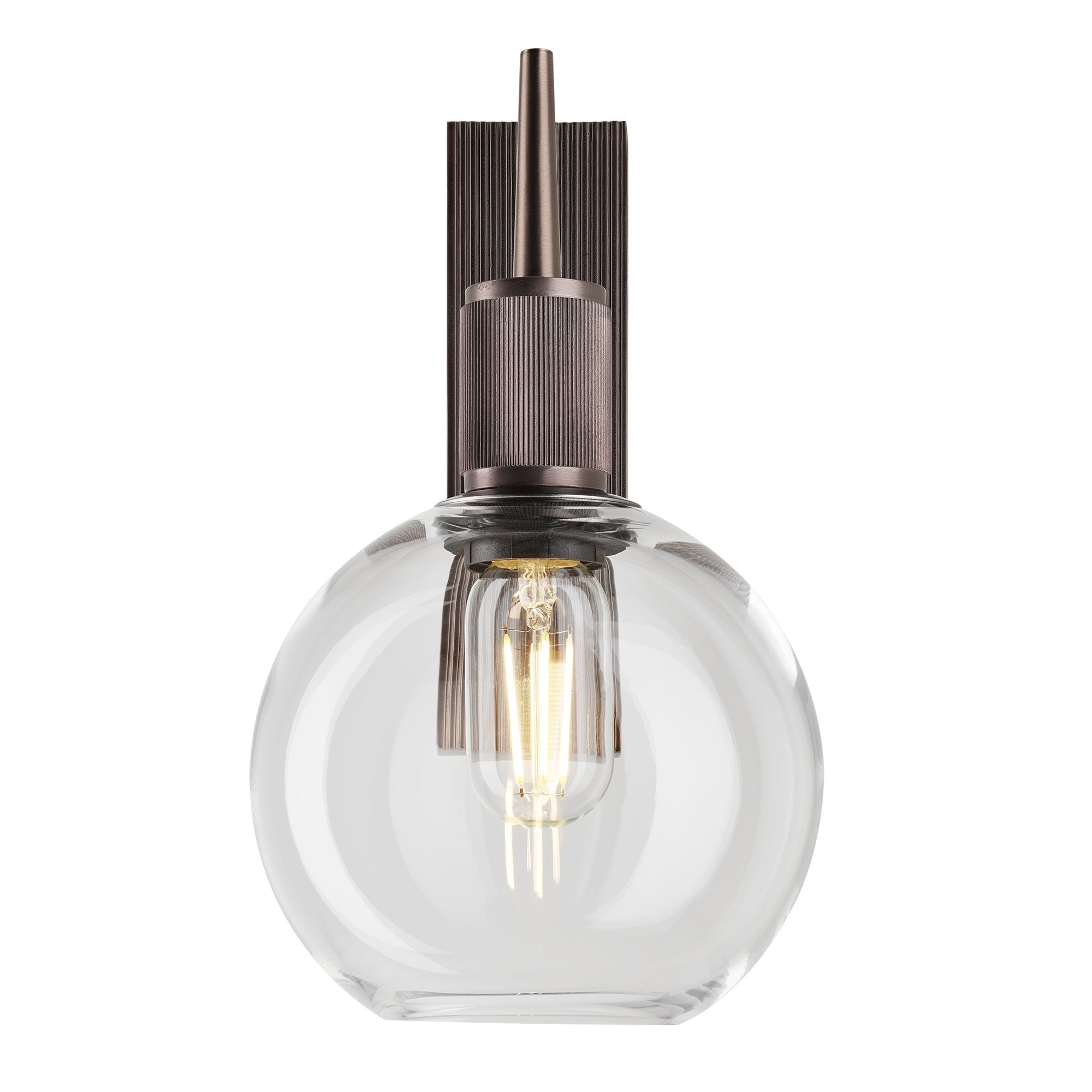 Henley Glass Globe Wall Light in 7 Inch with Clear Glass and Bronze Holder