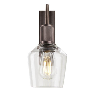 Henley Glass Schoolhouse Wall Light 5.5 Inch Clear featuring a single clear glass shade with a bronze holder front view