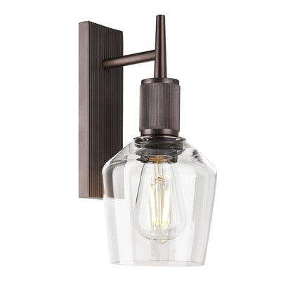 Henley Glass Schoolhouse Wall Light 5.5 Inch Clear featuring a single clear glass shade with a bronze holder side view