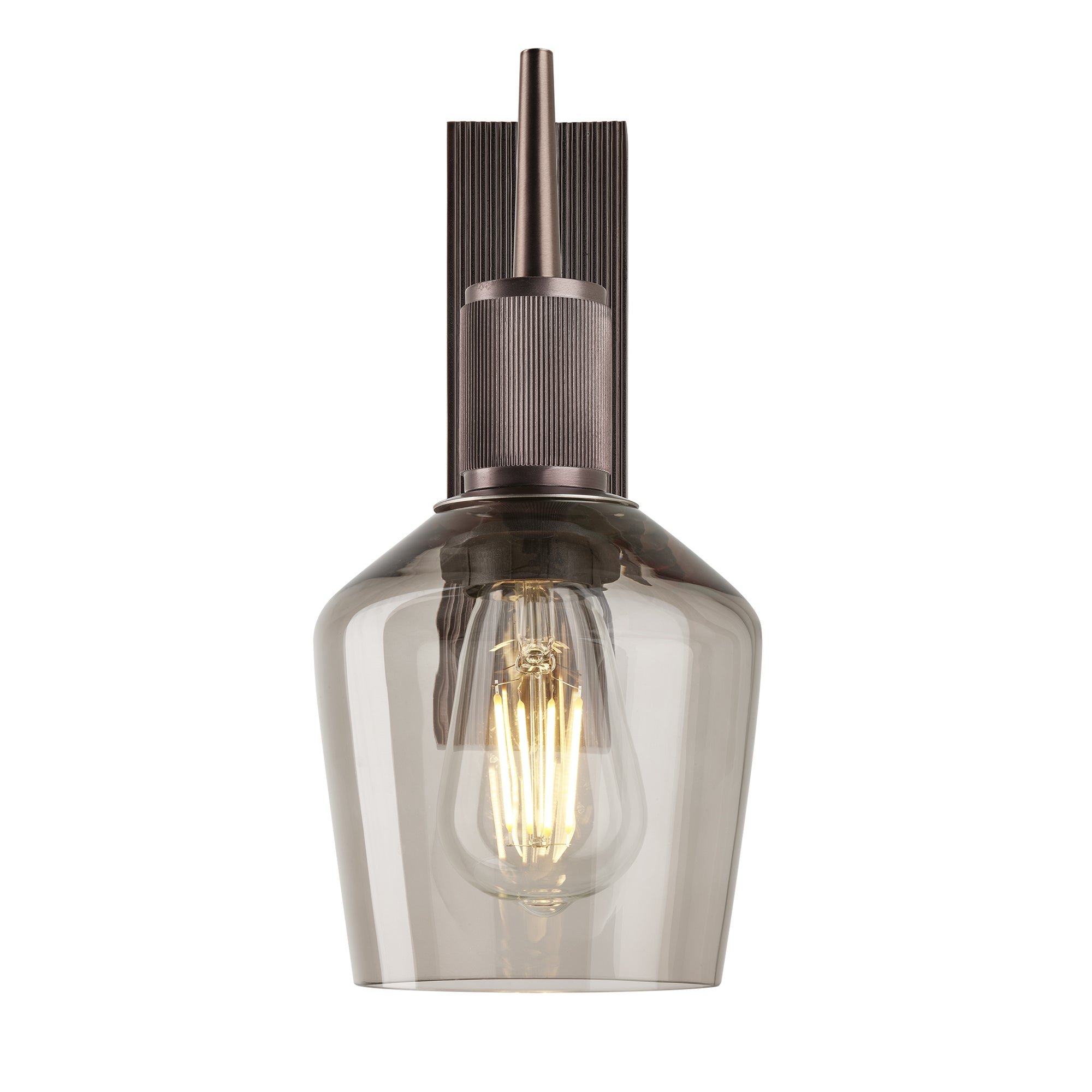 Henley Smoked 5 Inch Glass Schoolhouse Wall Light with Bronze holder