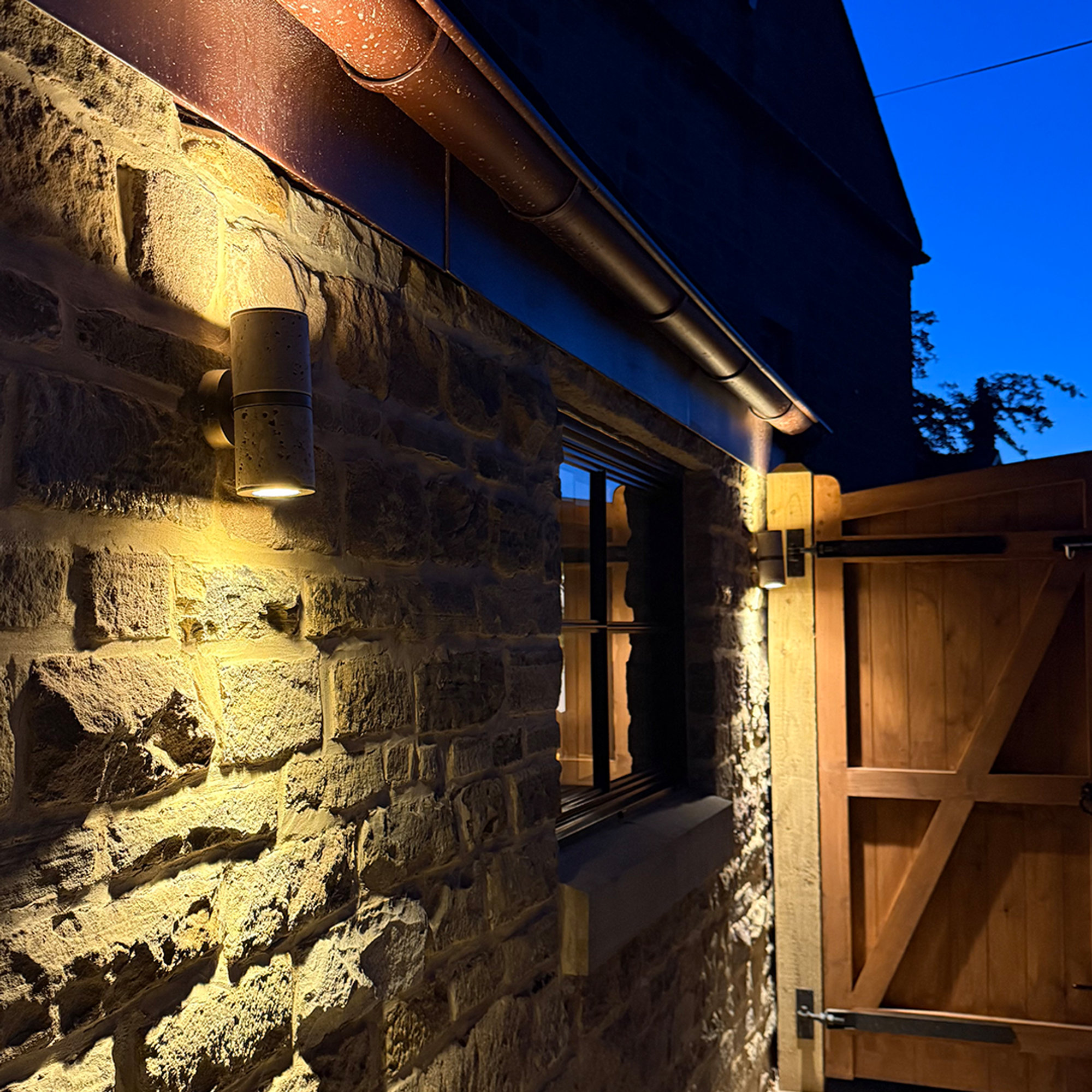 Travertine Outdoor & Bathroom Up Down Spot Light in Brass