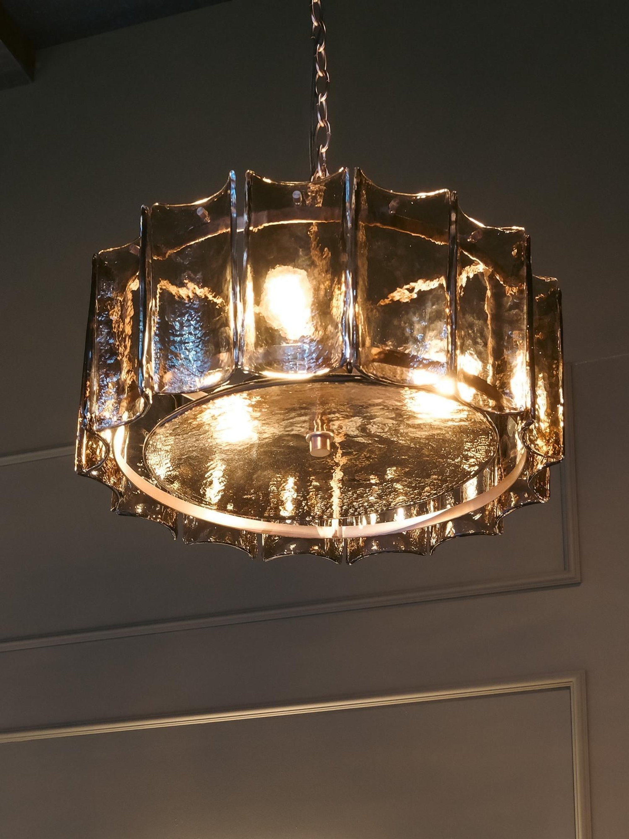 Amberley Round Chandelier Light in 22 Inch with Mocha Glass