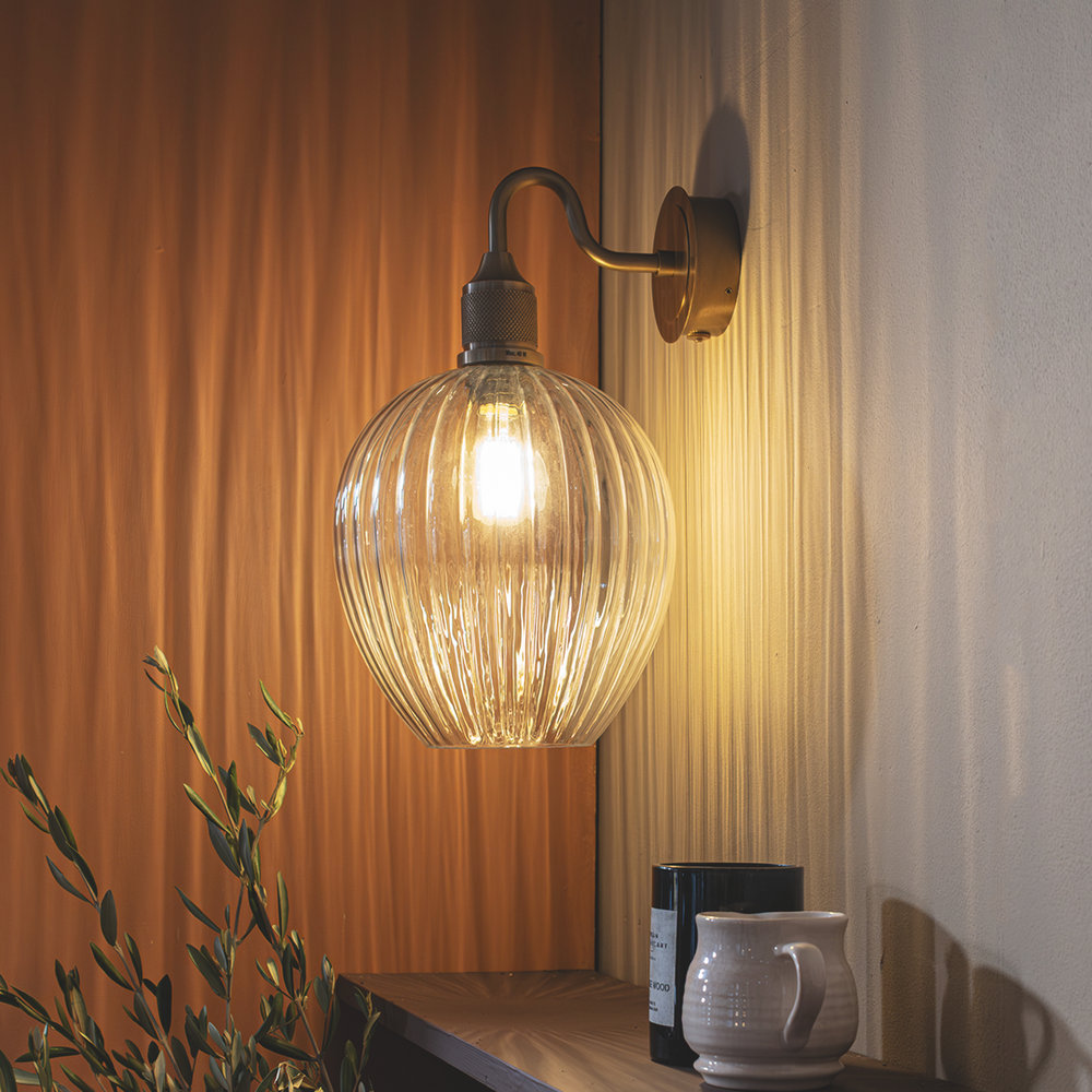 Noho Glass Tulip Swan Neck Wall Light - 9 Inch Brass Holder