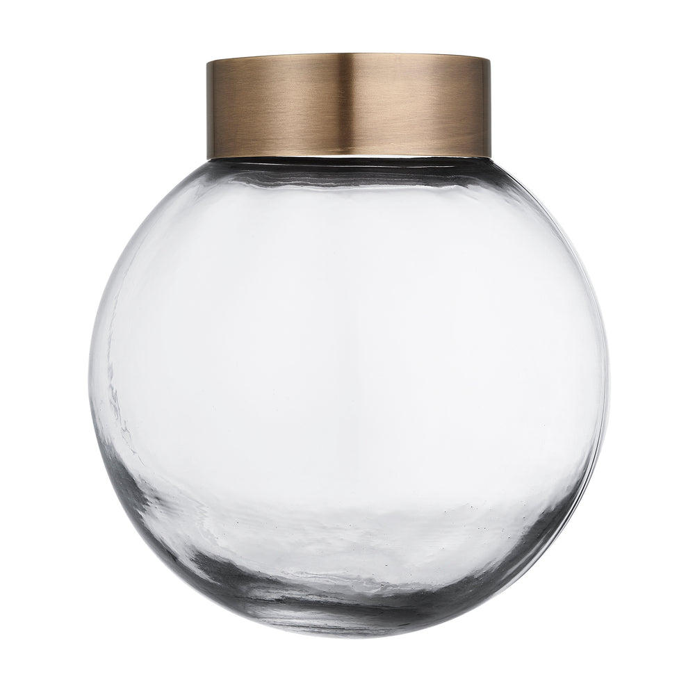 Outdoor clear glass globe tube with brass ring 