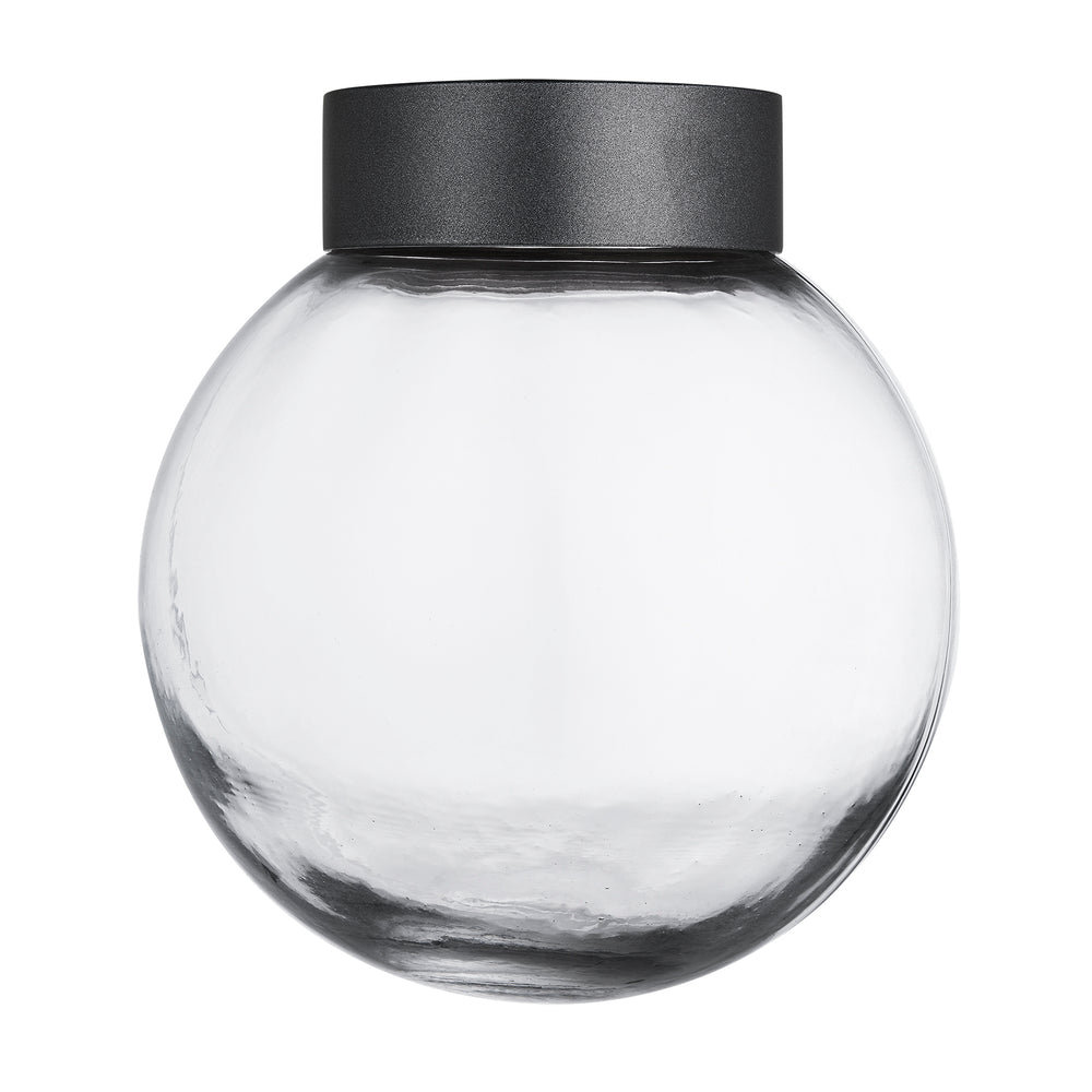 Outdoor clear glass globe tube with pewter ring