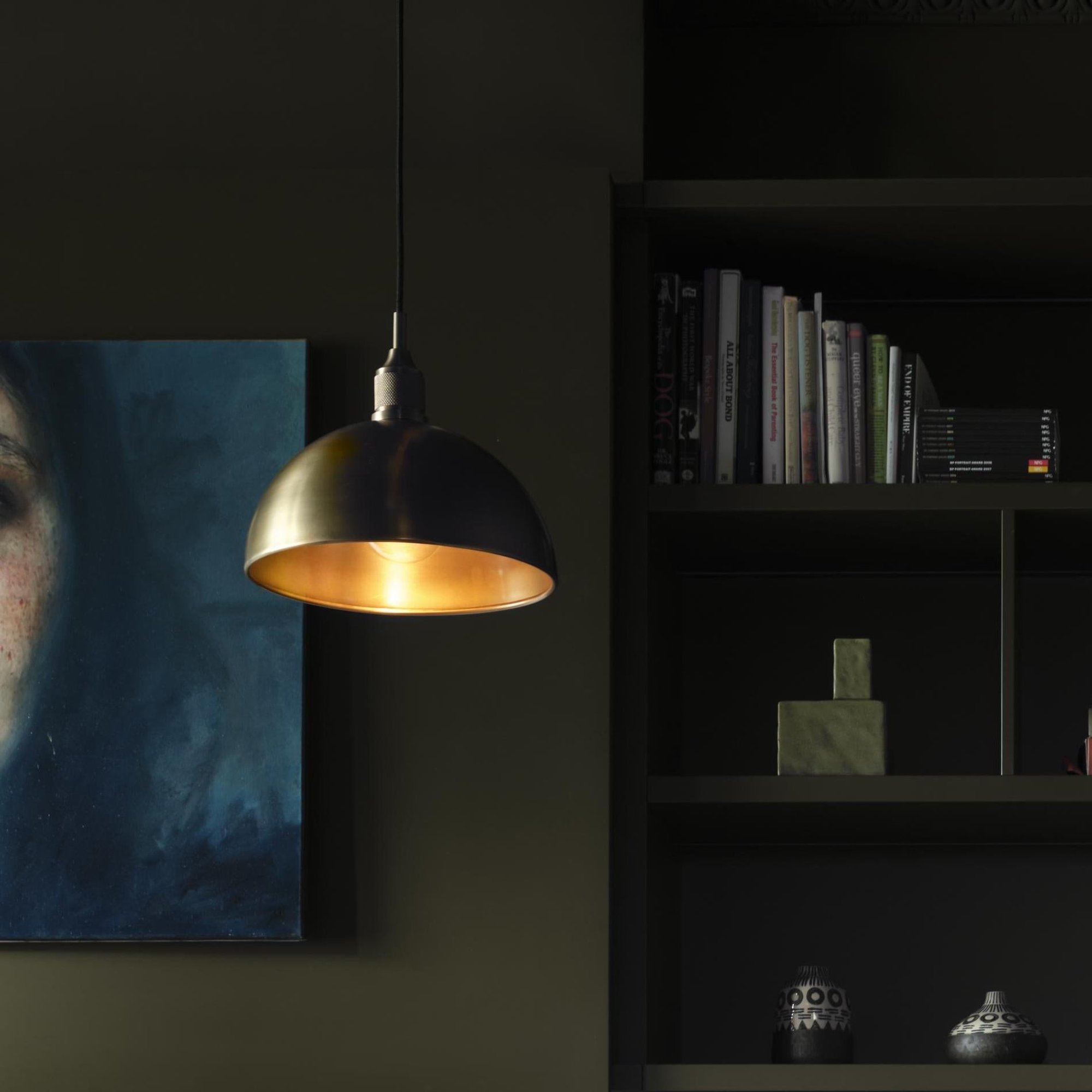 Noho Dome Pendant Light - 12 Inch - Brass Holder