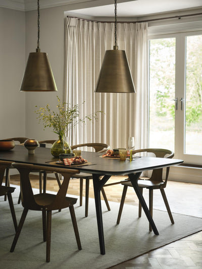 Albany Funnel Pendant Light - 16 inch - Brass - Chain Holder - Ceiling Lights - Industville Lighting UK